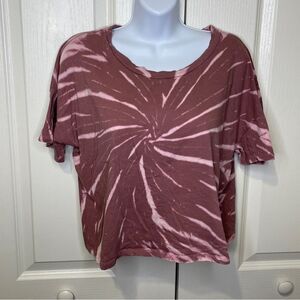 Pink Republic Cropped Tie Dye Short Sleeve Tshirt Pink And Rose Size X-Large